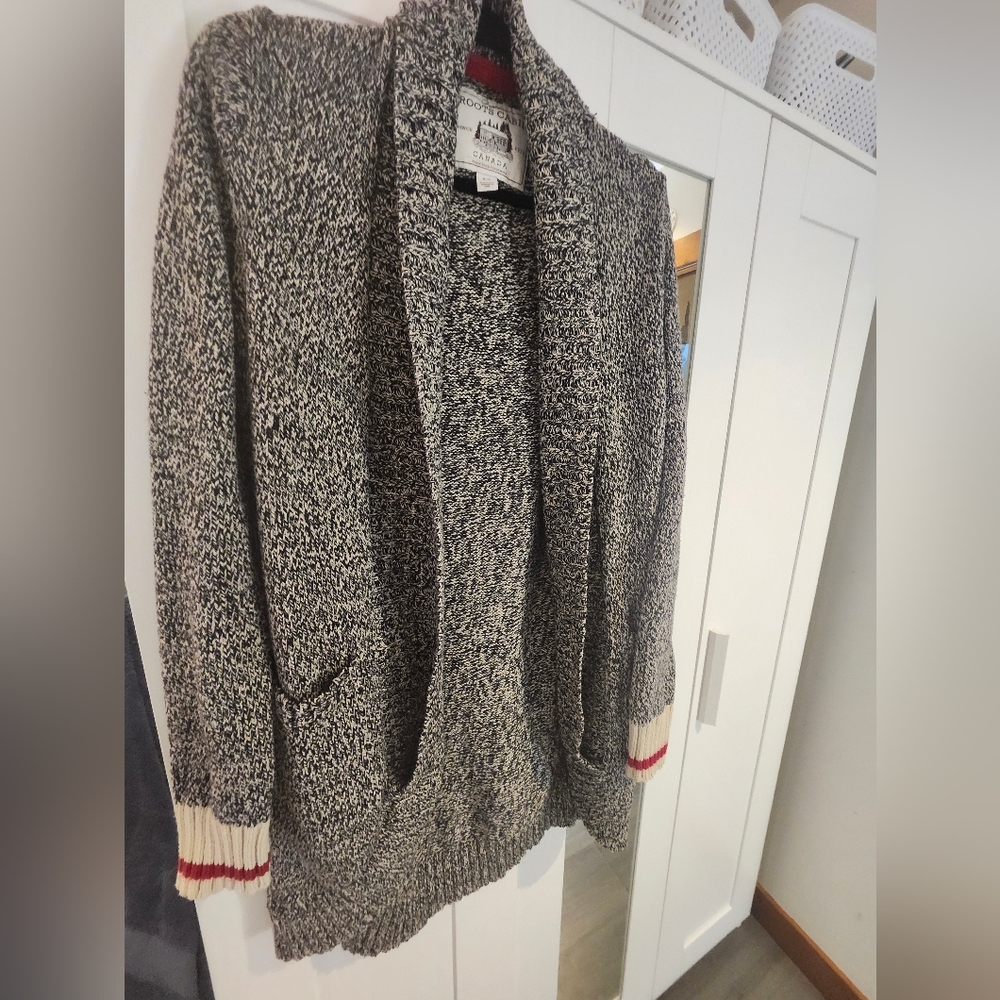 Roots Cabin Cozy Black and White Knit Cardigan